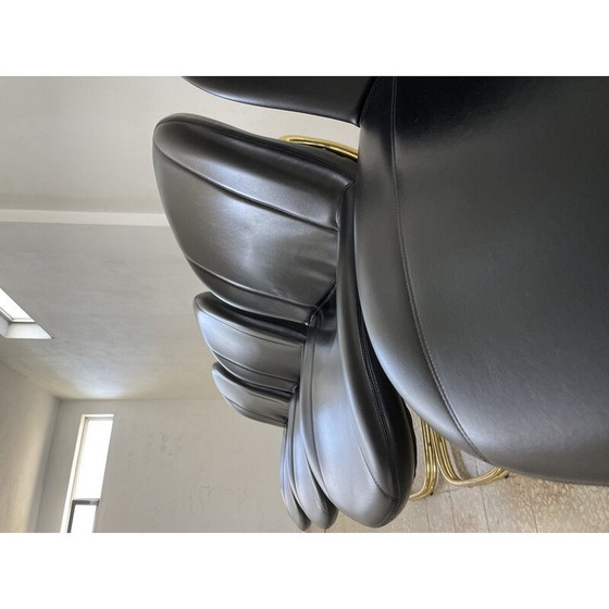 Image 1 of Set of 4 vintage Sabrina chairs in gold metal and faux leather by Gastone Rinaldi for Rima, Italy 1970