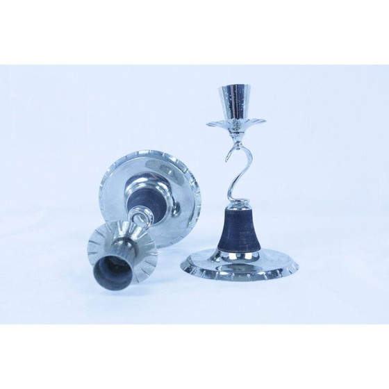 Image 1 of Coppia di portacandele vintage art déco di Oh Lagerstedt Eskilstuna, 1930