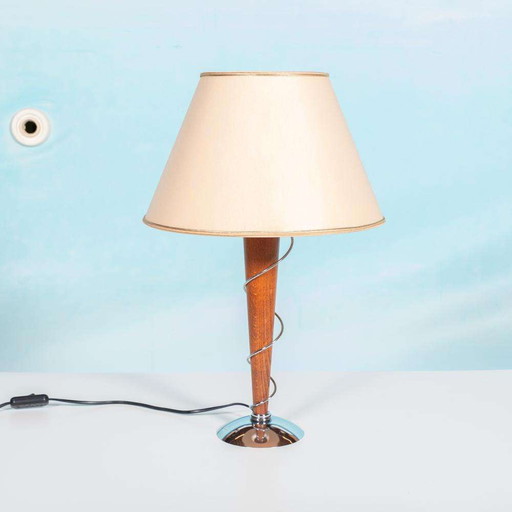 Postmodern wooden table lamp 1980s