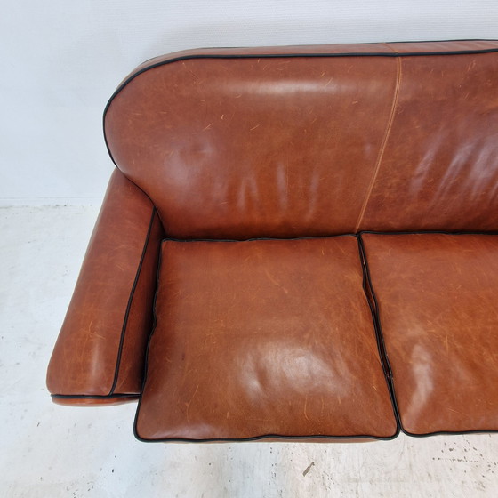 Image 1 of Set Of 2 Club Chairs And 1 Sofa In Saddle Leather By Jan Frantzen, Netherlands