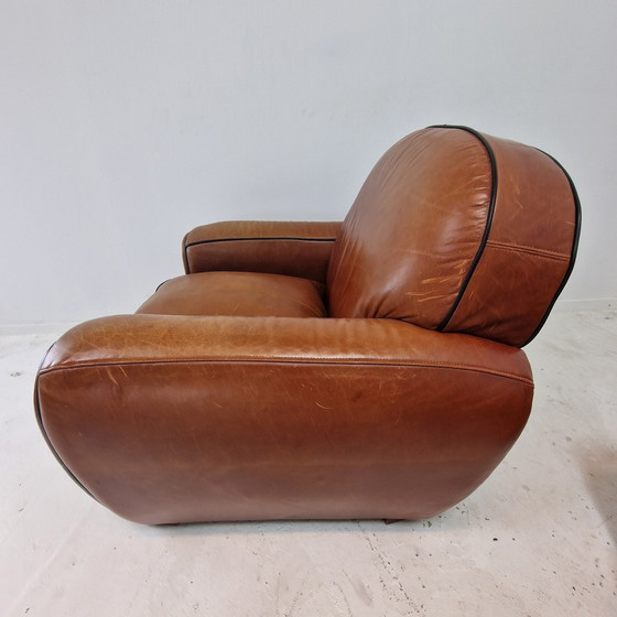 Image 1 of Set Of 2 Club Chairs And 1 Sofa In Saddle Leather By Jan Frantzen, Netherlands