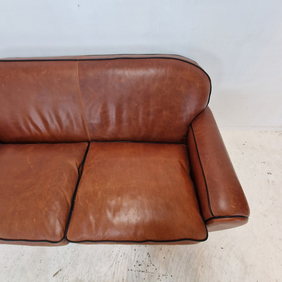 Image 1 of Set Of 2 Club Chairs And 1 Sofa In Saddle Leather By Jan Frantzen, Netherlands