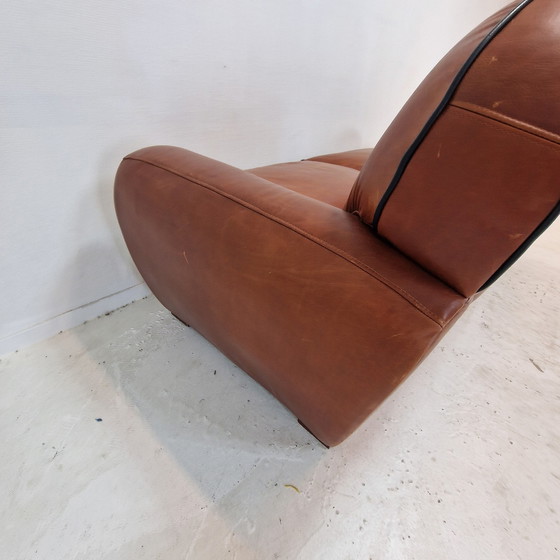 Image 1 of Set Of 2 Club Chairs And 1 Sofa In Saddle Leather By Jan Frantzen, Netherlands