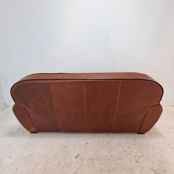 Image 1 of Set Of 2 Club Chairs And 1 Sofa In Saddle Leather By Jan Frantzen, Netherlands