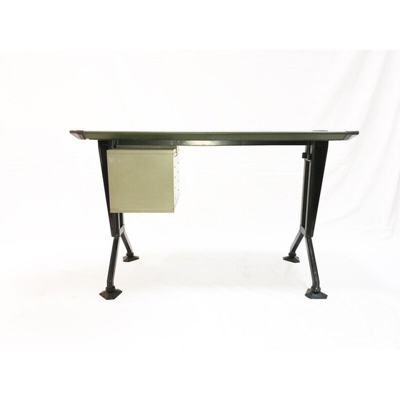 Image 1 of Green vintage desk in metal and vinyl by G. Banfi L. Belgiojoso E. Peressutti