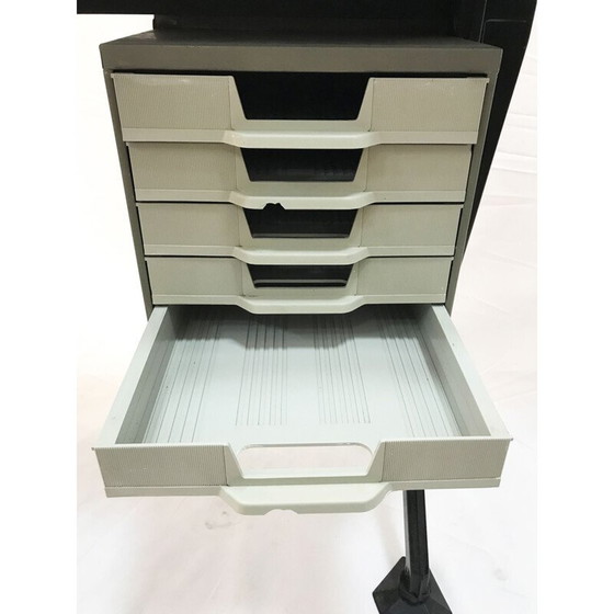 Image 1 of Green vintage desk in metal and vinyl by G. Banfi L. Belgiojoso E. Peressutti