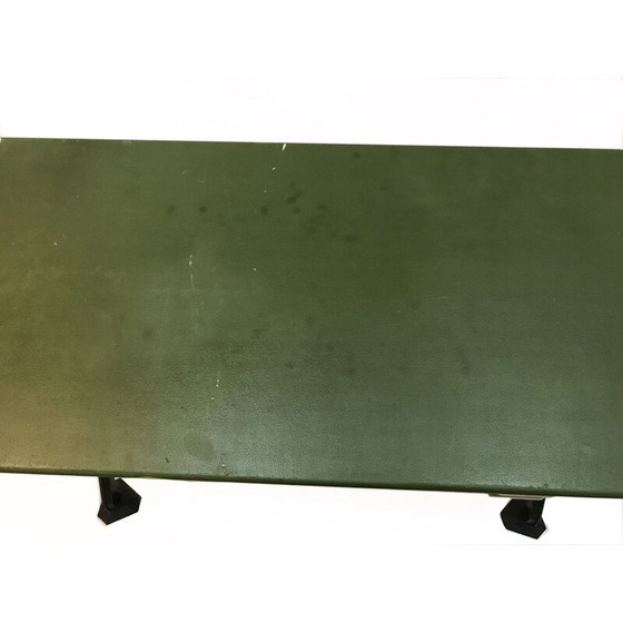 Image 1 of Green vintage desk in metal and vinyl by G. Banfi L. Belgiojoso E. Peressutti