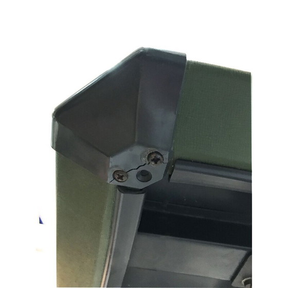 Image 1 of Green vintage desk in metal and vinyl by G. Banfi L. Belgiojoso E. Peressutti