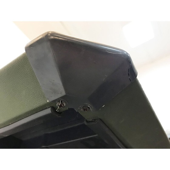 Image 1 of Green vintage desk in metal and vinyl by G. Banfi L. Belgiojoso E. Peressutti