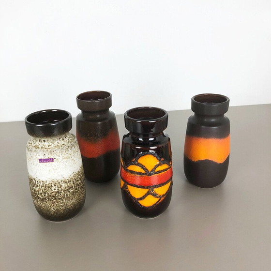 Image 1 of Set of 4 vintage fat lava ceramic vases from Scheurich, Germany 1970