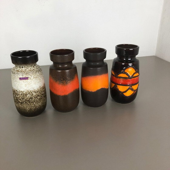 Image 1 of Set of 4 vintage fat lava ceramic vases from Scheurich, Germany 1970