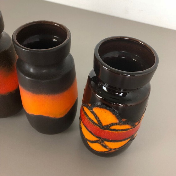 Image 1 of Set of 4 vintage fat lava ceramic vases from Scheurich, Germany 1970