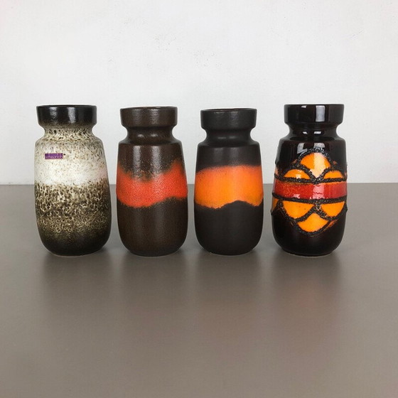 Image 1 of Set of 4 vintage fat lava ceramic vases from Scheurich, Germany 1970