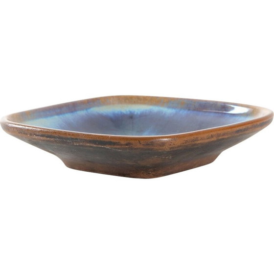 Image 1 of Scandinavian blue vintage ceramic square bowl by Michael Andersen and Amp, 1970