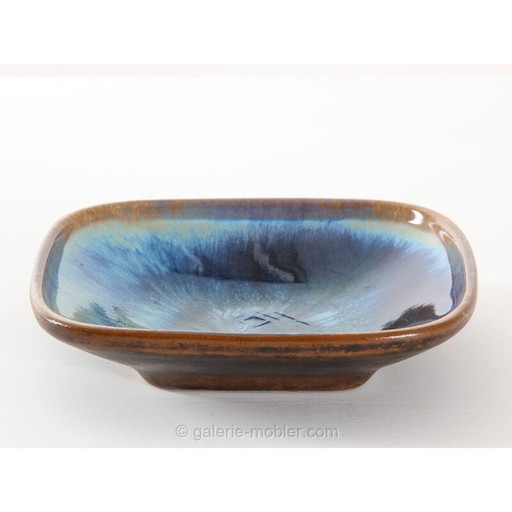 Scandinavian blue vintage ceramic square bowl by Michael Andersen and Amp, 1970