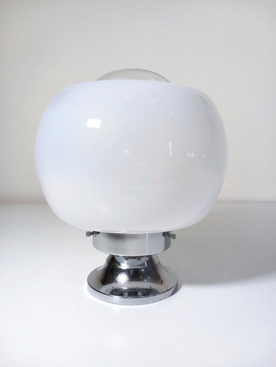 Image 1 of Lampada da tavolo vintage • Acciaio e vetro • Murano • Era spaziale • 1970