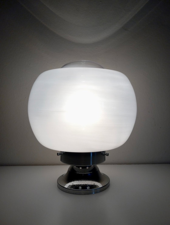 Image 1 of Lampada da tavolo vintage • Acciaio e vetro • Murano • Era spaziale • 1970