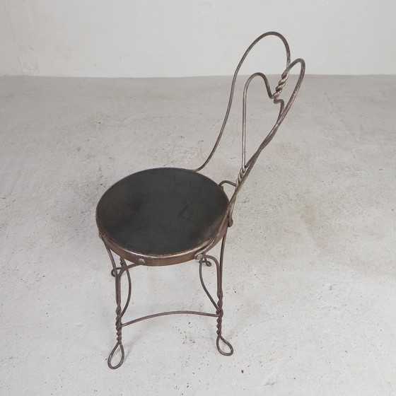 Image 1 of Ornate Steel American Ice Cream Parlor Chair, 1940s