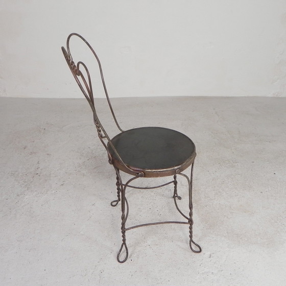 Image 1 of Ornate Steel American Ice Cream Parlor Chair, 1940s