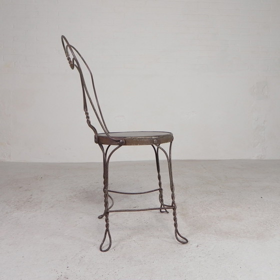 Image 1 of Ornate Steel American Ice Cream Parlor Chair, 1940s