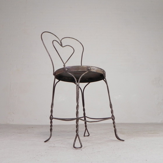 Image 1 of Ornate Steel American Ice Cream Parlor Chair, 1940s