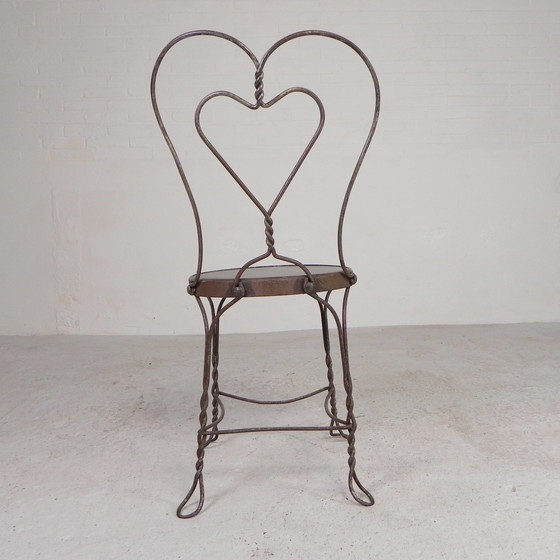 Image 1 of Ornate Steel American Ice Cream Parlor Chair, 1940s