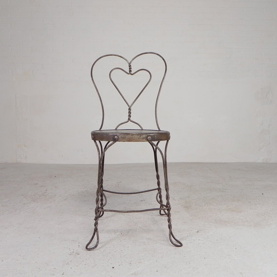 Image 1 of Ornate Steel American Ice Cream Parlor Chair, 1940s