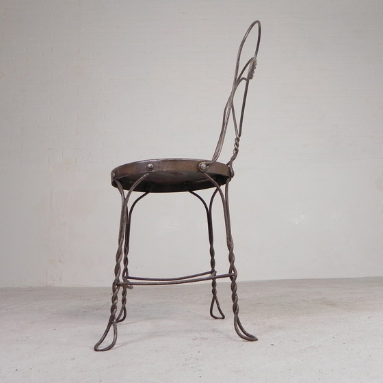 Image 1 of Ornate Steel American Ice Cream Parlor Chair, 1940s