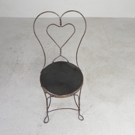 Image 1 of Ornate Steel American Ice Cream Parlor Chair, 1940s