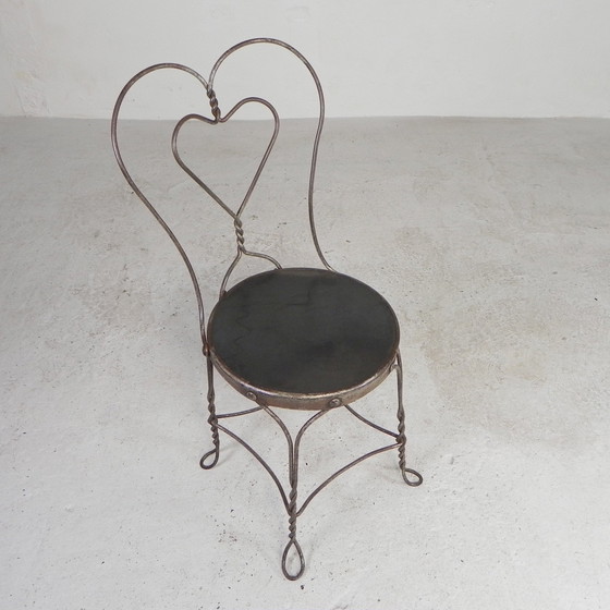 Image 1 of Ornate Steel American Ice Cream Parlor Chair, 1940s