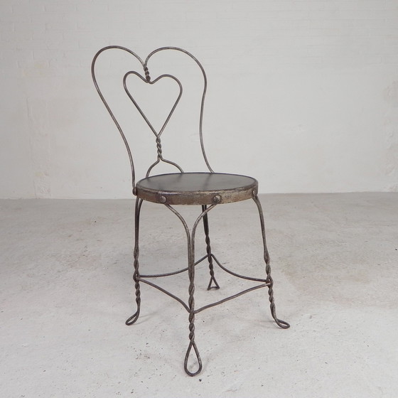 Image 1 of Ornate Steel American Ice Cream Parlor Chair, 1940s