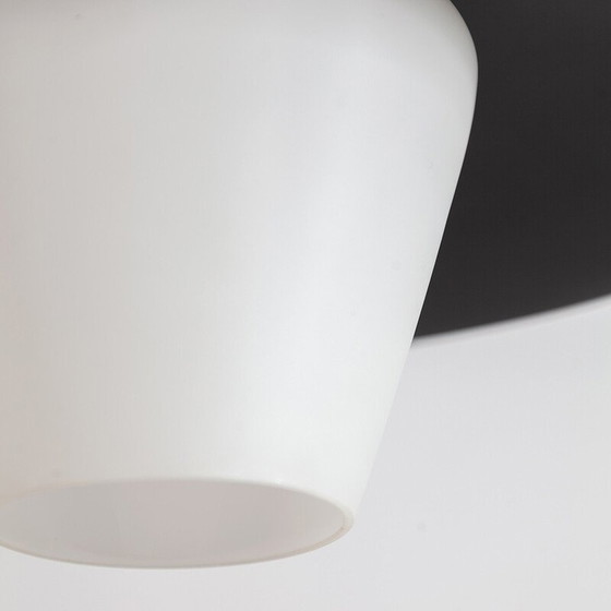 Image 1 of Lampada a sospensione vintage in metallo nero e vetro, 1950