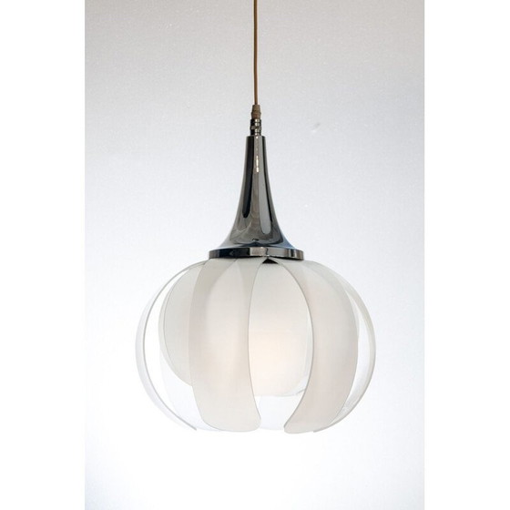 Image 1 of Vintage ceiling light in methacrylate and chromed metal. Spain, 1970