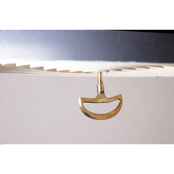 Image 1 of Vintage aluminum and brass pendant lamp by Vilhem Wolhert and Jorgen Bo Pour Poulsen, Denmark 1960