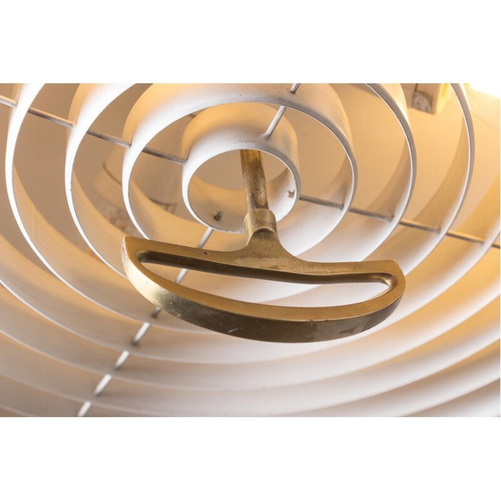 Image 1 of Vintage aluminum and brass pendant lamp by Vilhem Wolhert and Jorgen Bo Pour Poulsen, Denmark 1960