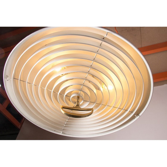 Image 1 of Vintage aluminum and brass pendant lamp by Vilhem Wolhert and Jorgen Bo Pour Poulsen, Denmark 1960