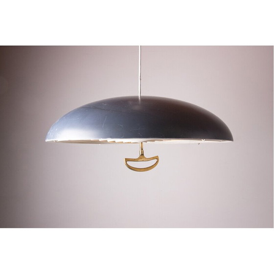 Image 1 of Vintage aluminum and brass pendant lamp by Vilhem Wolhert and Jorgen Bo Pour Poulsen, Denmark 1960