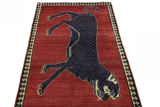 Hand-knotted Gabbeh Nomadic Rug - Tiger Design - 174 X 107 Cm