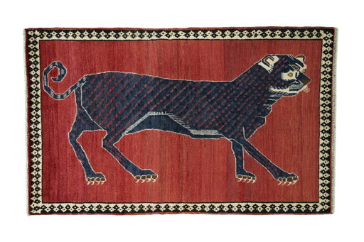 Hand-knotted Gabbeh Nomadic Rug - Tiger Design - 174 X 107 Cm