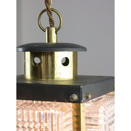 Image 1 of Vintage brass and glass lantern, Italy