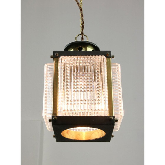 Image 1 of Vintage brass and glass lantern, Italy