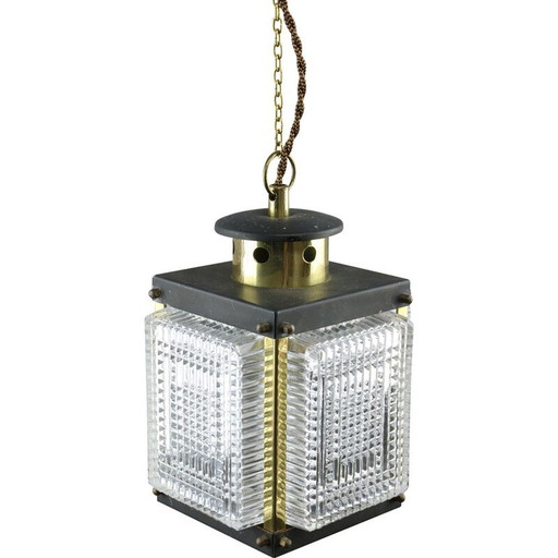 Vintage brass and glass lantern, Italy