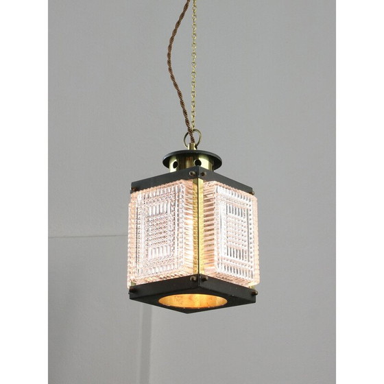 Image 1 of Vintage brass and glass lantern, Italy