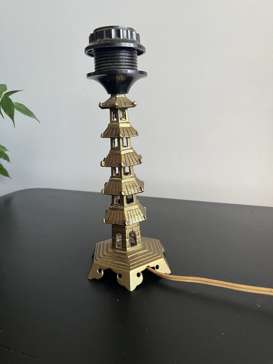 Image 1 of Bronze Pagoda Lampstand Antique