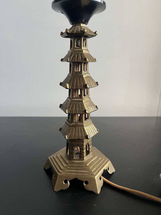 Image 1 of Bronze Pagoda Lampstand Antique