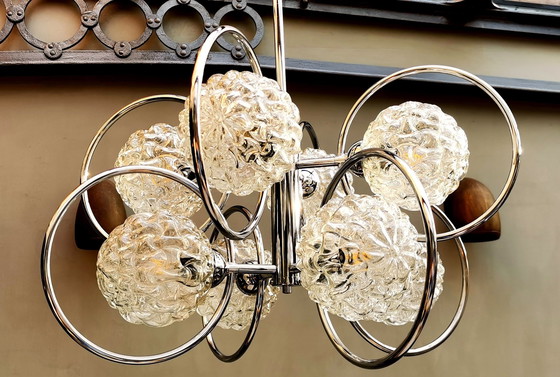 Image 1 of 8 Lamps Sputnik Ice Glass Chandelier