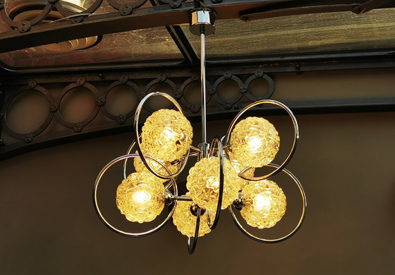 Image 1 of 8 Lamps Sputnik Ice Glass Chandelier