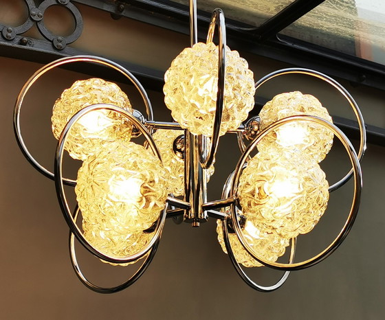 Image 1 of 8 Lamps Sputnik Ice Glass Chandelier