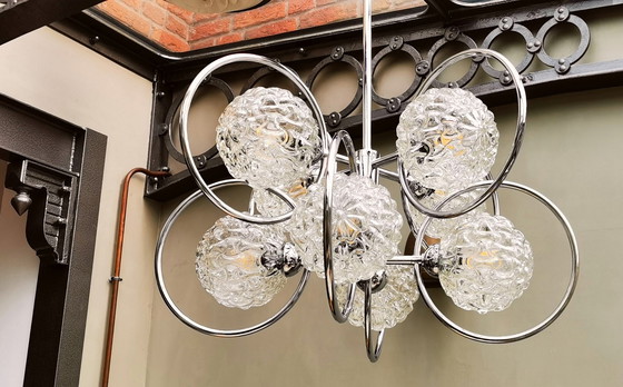 Image 1 of 8 Lamps Sputnik Ice Glass Chandelier