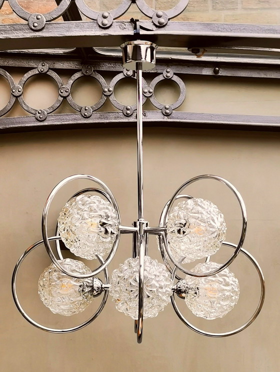 Image 1 of 8 Lamps Sputnik Ice Glass Chandelier